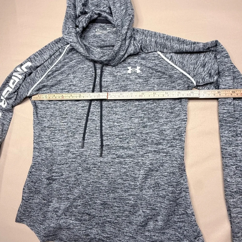 Under Armour Womens Gray Space Dye Hoodie Raglan Sleeve Logo Graphic XS
